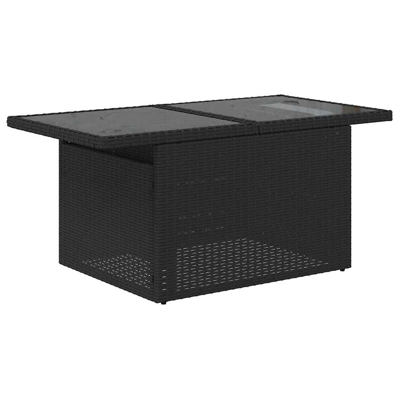 vidaXL 10 Piece Garden Sofa Set with Cushions Black Poly Rattan