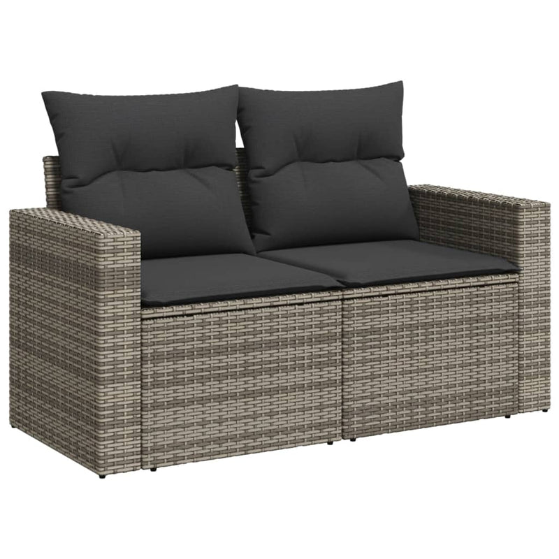 11 Piece Garden Sofa Set with Cushions Grey Poly Rattan