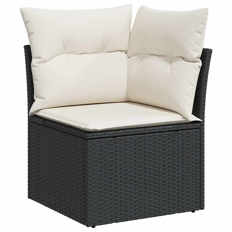 vidaXL 7 Piece Garden Sofa Set with Cushions Black Poly Rattan