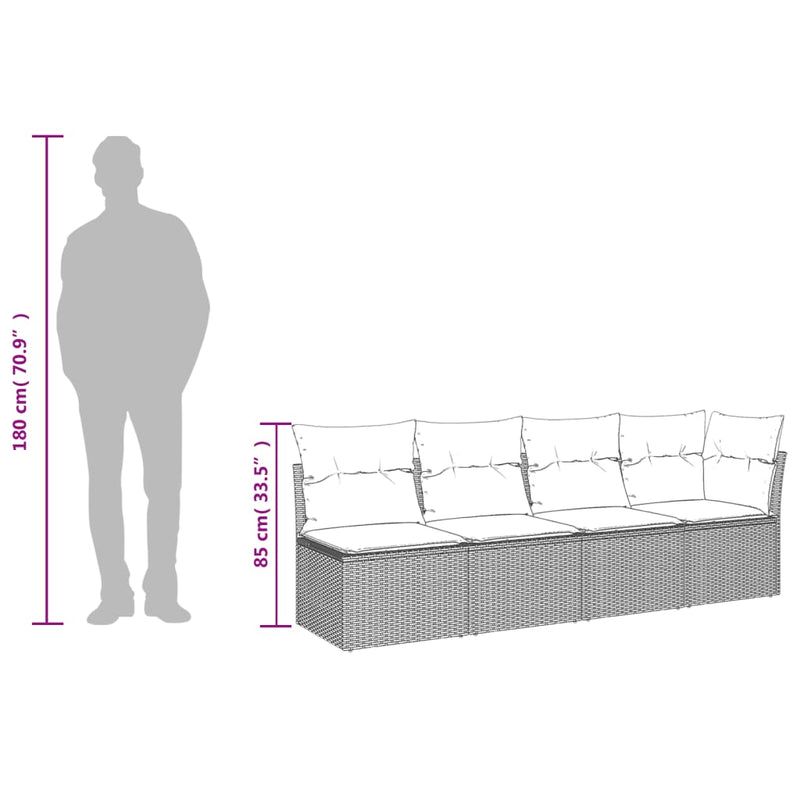 vidaXL 9 Piece Garden Sofa Set with Cushions Grey Poly Rattan