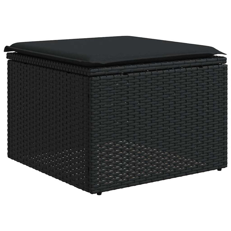 vidaXL 8 Piece Garden Sofa Set with Cushions Black Poly Rattan