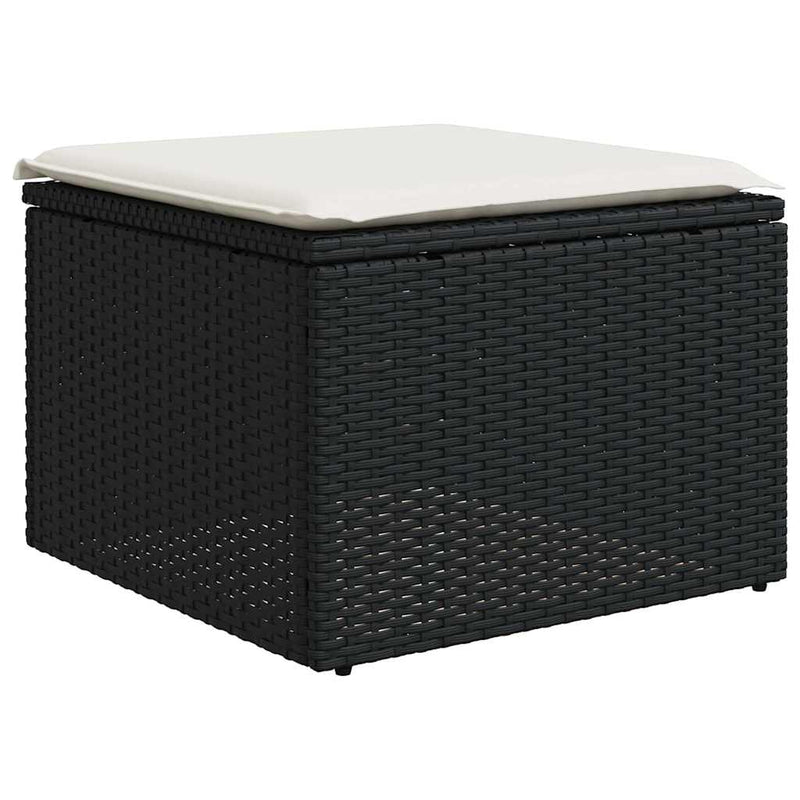 vidaXL 9 Piece Garden Sofa Set with Cushions Black Poly Rattan