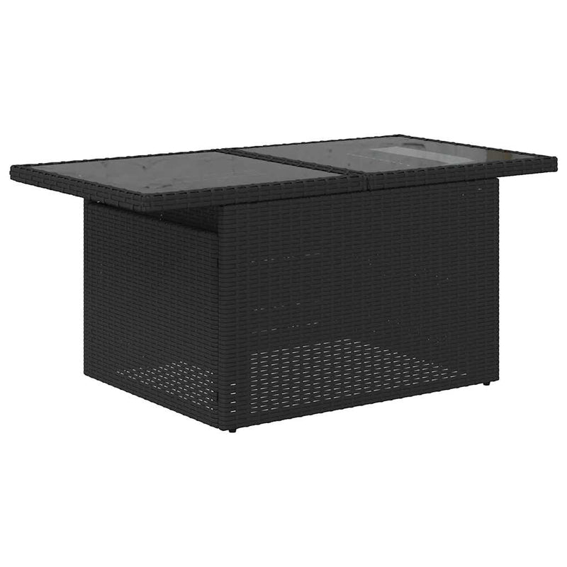 vidaXL 10 Piece Garden Sofa Set with Cushions Black Poly Rattan