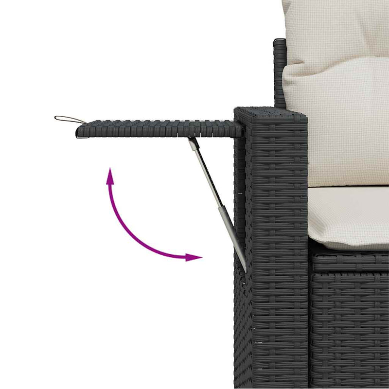vidaXL 10 Piece Garden Sofa Set with Cushions Black Poly Rattan