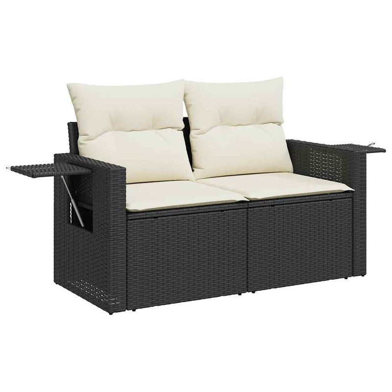 vidaXL 10 Piece Garden Sofa Set with Cushions Black Poly Rattan