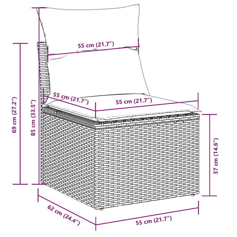 vidaXL 6 Piece Garden Sofa Set with Cushions Black Poly Rattan