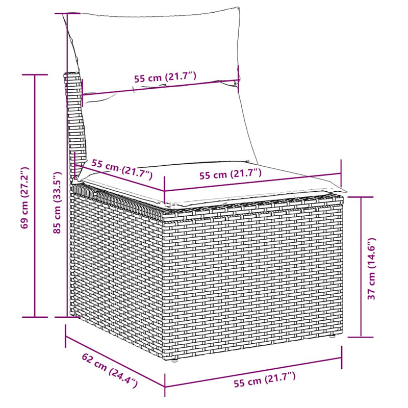 vidaXL 7 Piece Garden Sofa Set with Cushions Black Poly Rattan