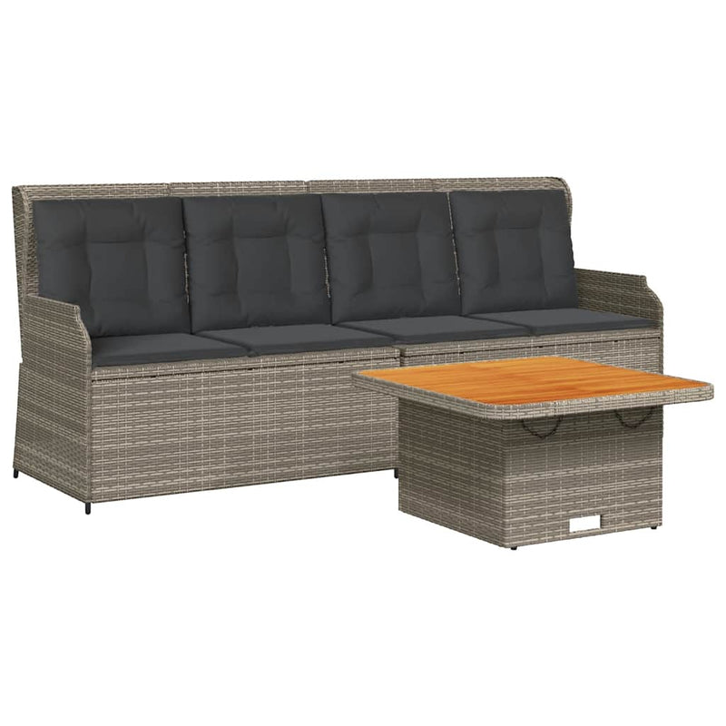 vidaXL 3 Piece Garden Lounge Set with Cushions Grey Poly Rattan