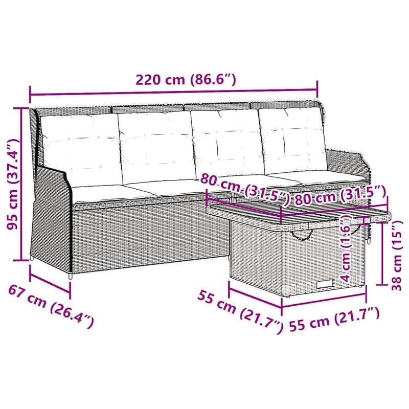 vidaXL 3 Piece Garden Lounge Set with Cushions Grey Poly Rattan