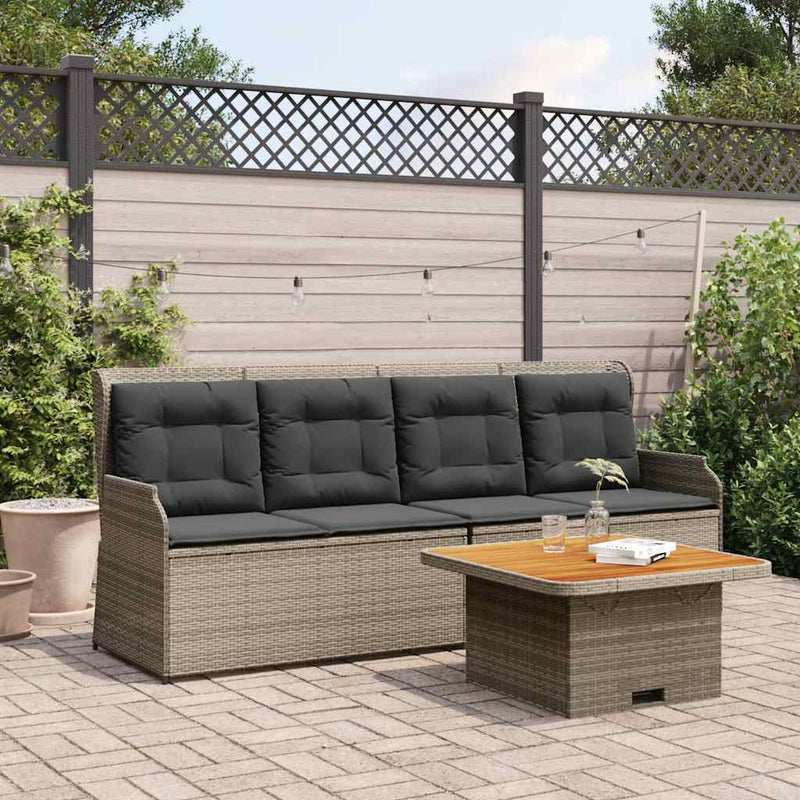 vidaXL 3 Piece Garden Lounge Set with Cushions Grey Poly Rattan