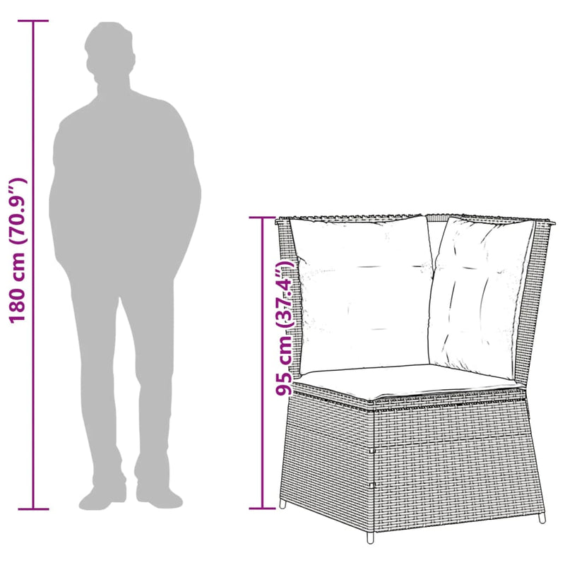 vidaXL 4 Piece Garden Lounge Set with Cushions Grey Poly Rattan
