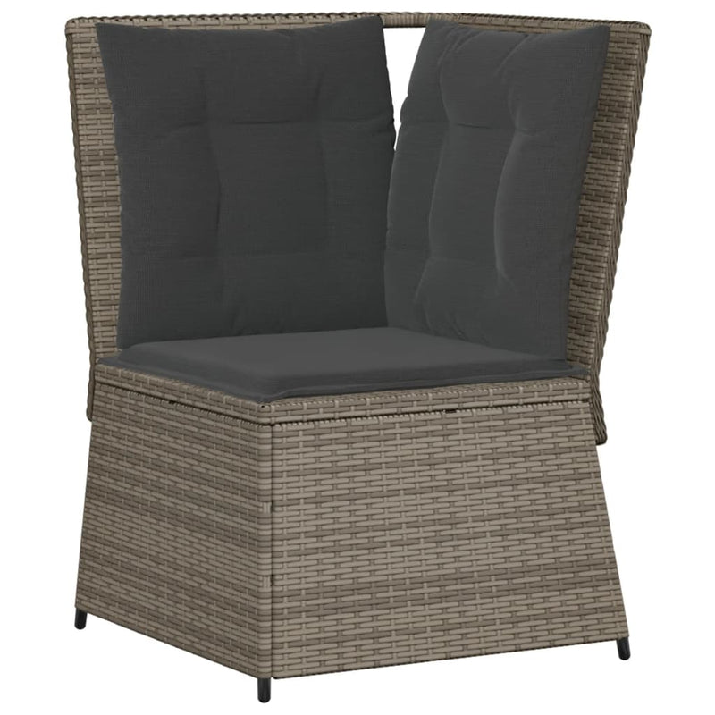 vidaXL 4 Piece Garden Lounge Set with Cushions Grey Poly Rattan