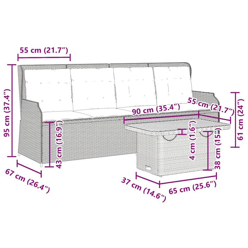 vidaXL 3 Piece Garden Lounge Set with Cushions Grey Poly Rattan