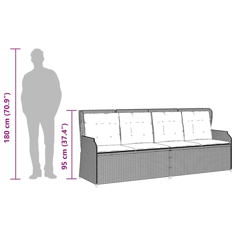 vidaXL 3 Piece Garden Lounge Set with Cushions Grey Poly Rattan
