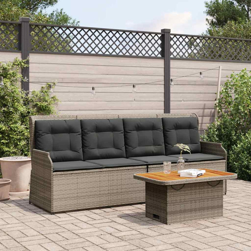 vidaXL 3 Piece Garden Lounge Set with Cushions Grey Poly Rattan