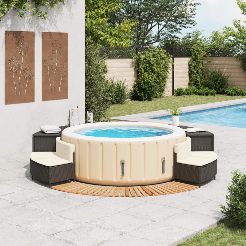 vidaXL Hot Tub Surround Black Poly Rattan and Solid Wood Acacia