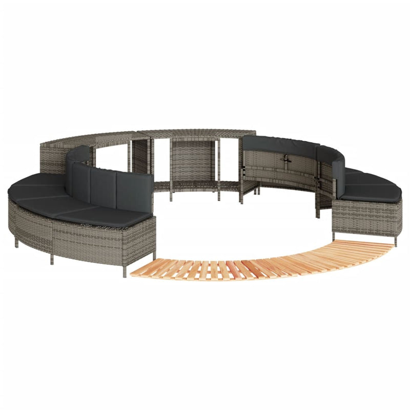 vidaXL Hot Tub Surround Grey Poly Rattan and Solid Wood Acacia