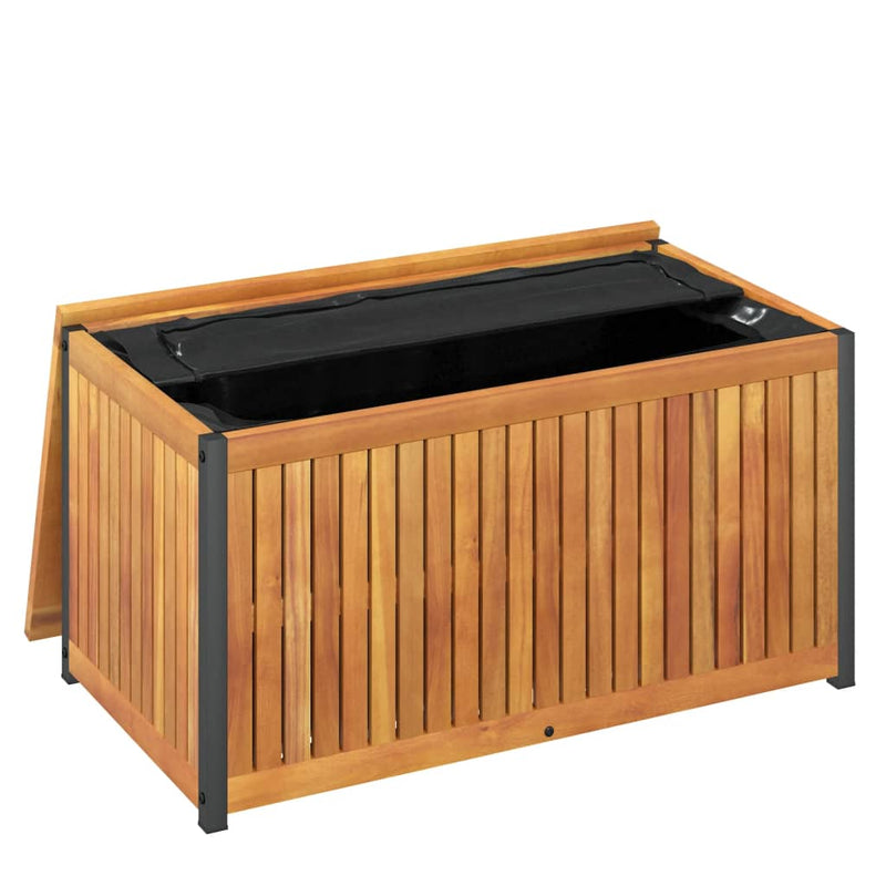 vidaXL Outdoor Cushion Box 85x45x45/53 cm Solid Wood Acacia and Steel