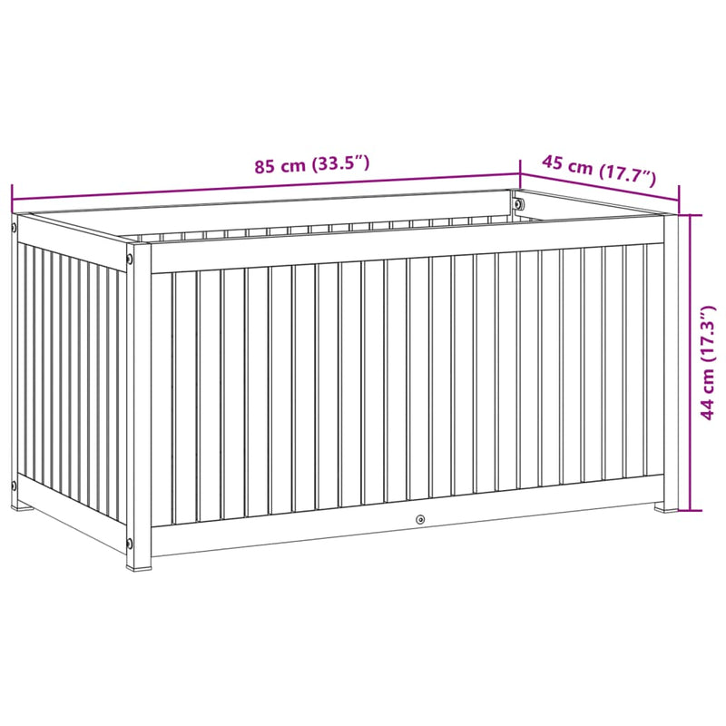vidaXL Garden Planter 85x45x44 cm Solid Wood Acacia and Steel