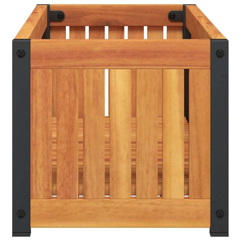 vidaXL Garden Planter 80x30x27.5 cm Solid Wood Acacia and Steel