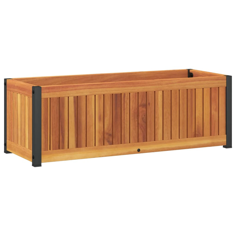 vidaXL Garden Planter 80x30x27.5 cm Solid Wood Acacia and Steel