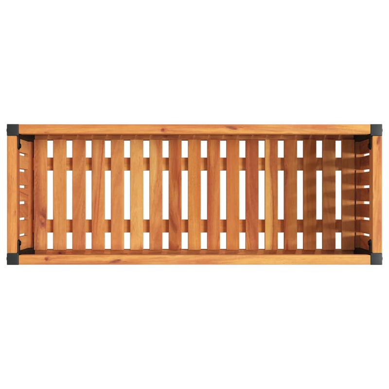 vidaXL Garden Planter 80x30x27.5 cm Solid Wood Acacia and Steel