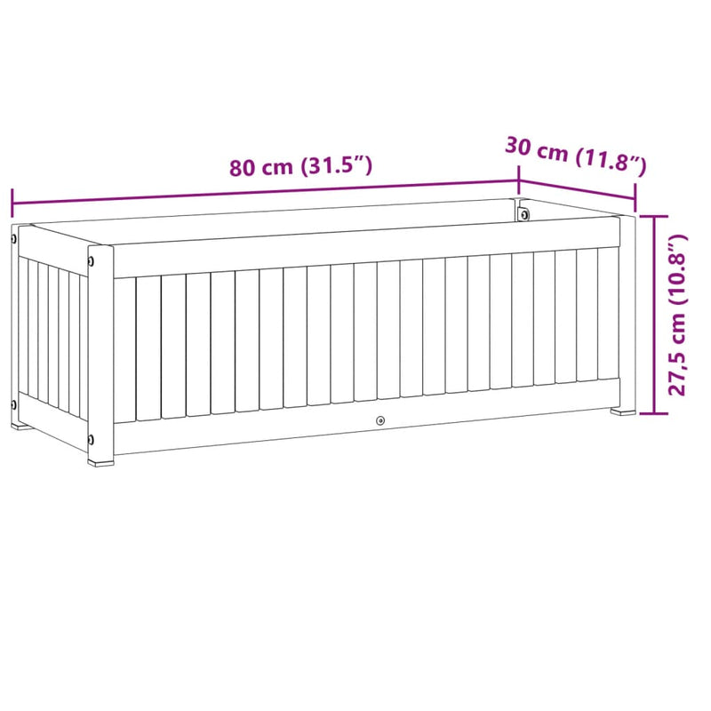 vidaXL Garden Planter 80x30x27.5 cm Solid Wood Acacia and Steel