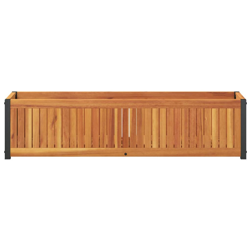 vidaXL Garden Planter 110x30x27.5 cm Solid Wood Acacia and Steel