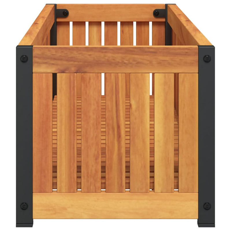 vidaXL Garden Planter 110x30x27.5 cm Solid Wood Acacia and Steel
