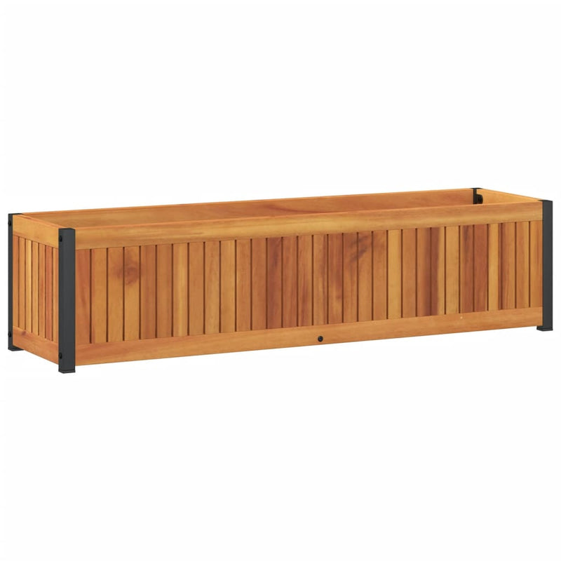 vidaXL Garden Planter 110x30x27.5 cm Solid Wood Acacia and Steel
