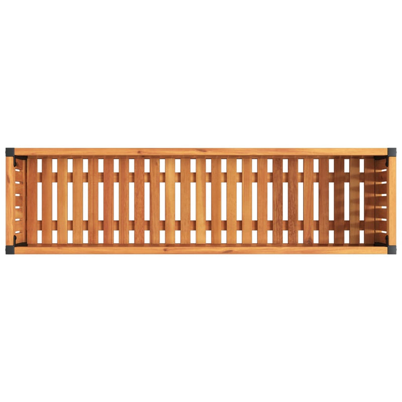 vidaXL Garden Planter 110x30x27.5 cm Solid Wood Acacia and Steel