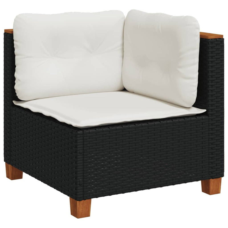 vidaXL 7 Piece Garden Sofa Set with Cushions Black Poly Rattan