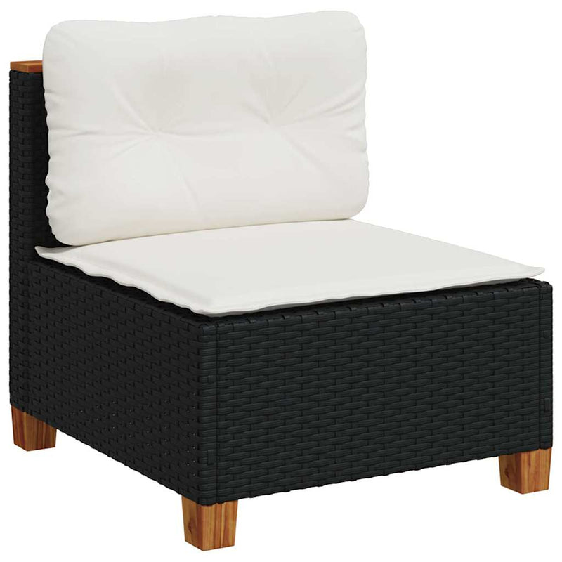 vidaXL 9 Piece Garden Sofa Set with Cushions Black Poly Rattan