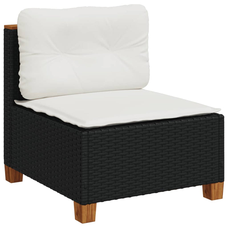 vidaXL 9 Piece Garden Sofa Set with Cushions Black Poly Rattan