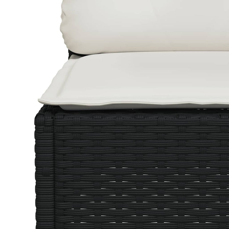 vidaXL 4 Piece Garden Sofa Set with Cushions Black Poly Rattan