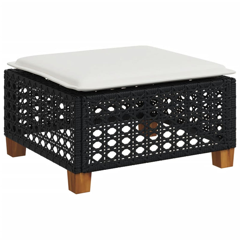 vidaXL 4 Piece Garden Sofa Set with Cushions Black Poly Rattan