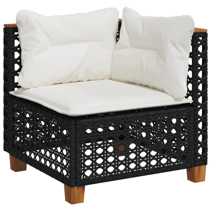vidaXL 4 Piece Garden Sofa Set with Cushions Black Poly Rattan