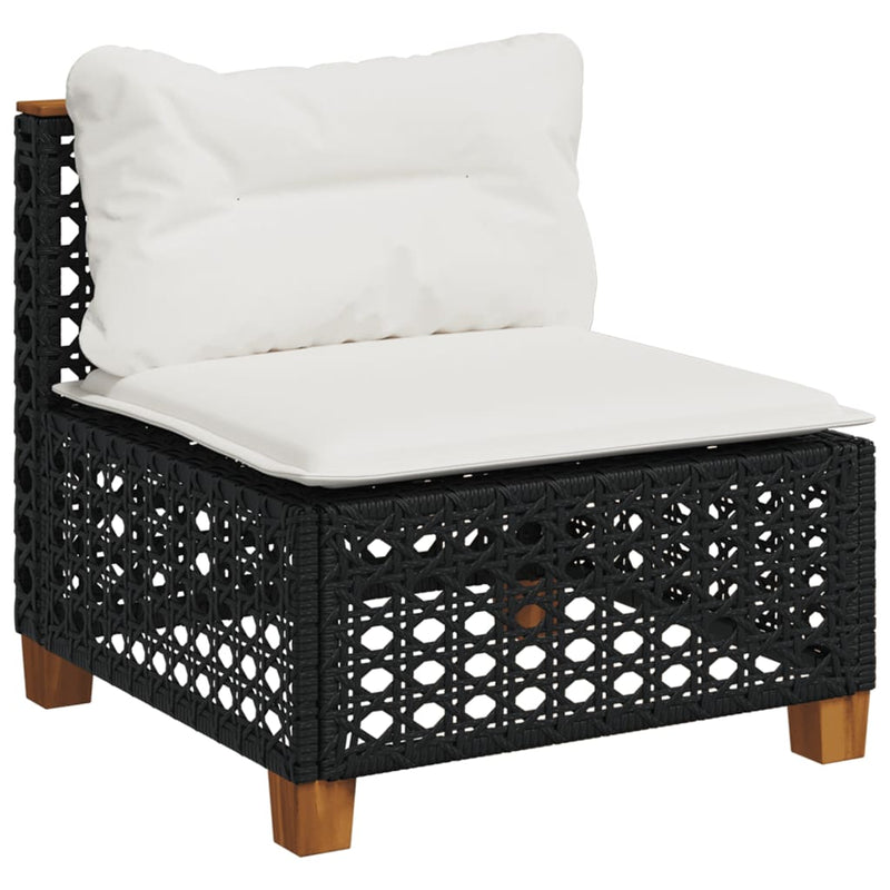 vidaXL 4 Piece Garden Sofa Set with Cushions Black Poly Rattan