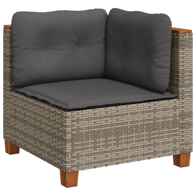 vidaXL 5 Piece Garden Sofa Set with Cushions Grey Poly Rattan