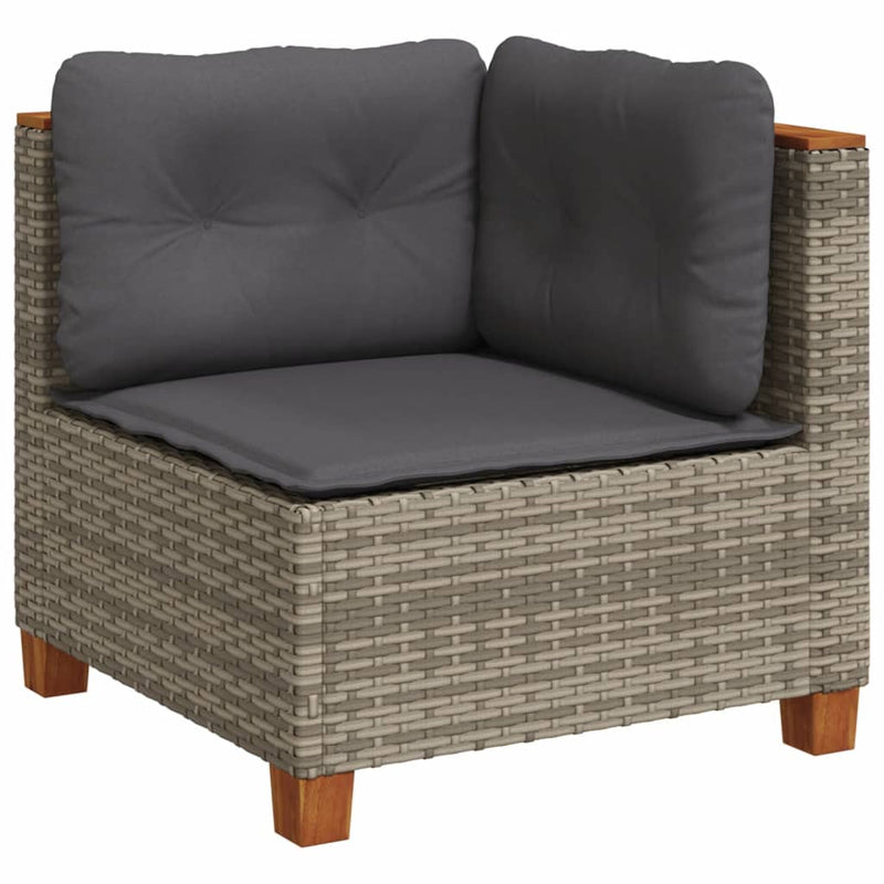vidaXL 5 Piece Garden Sofa Set with Cushions Grey Poly Rattan