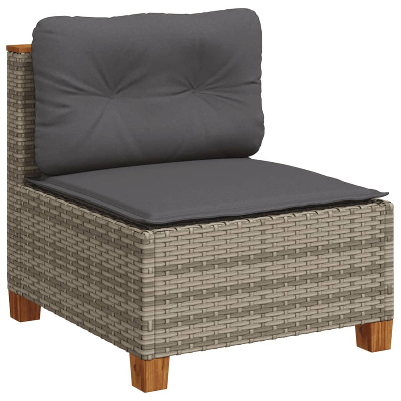 vidaXL 5 Piece Garden Sofa Set with Cushions Grey Poly Rattan