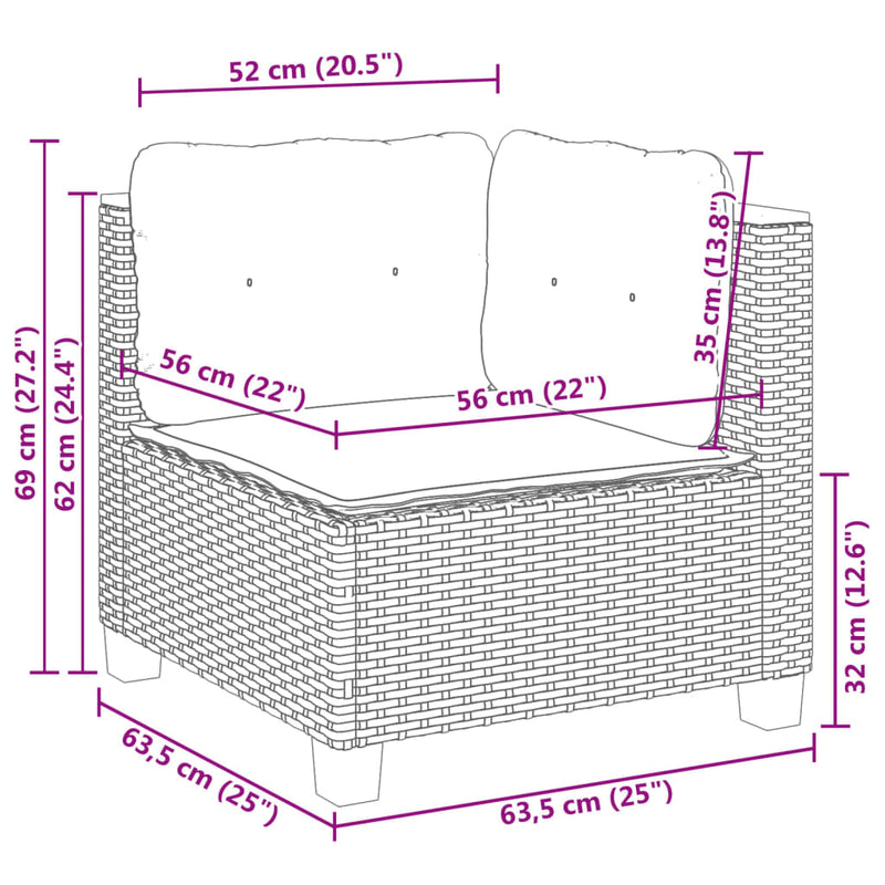 vidaXL 6 Piece Garden Sofa Set with Cushions Black Poly Rattan