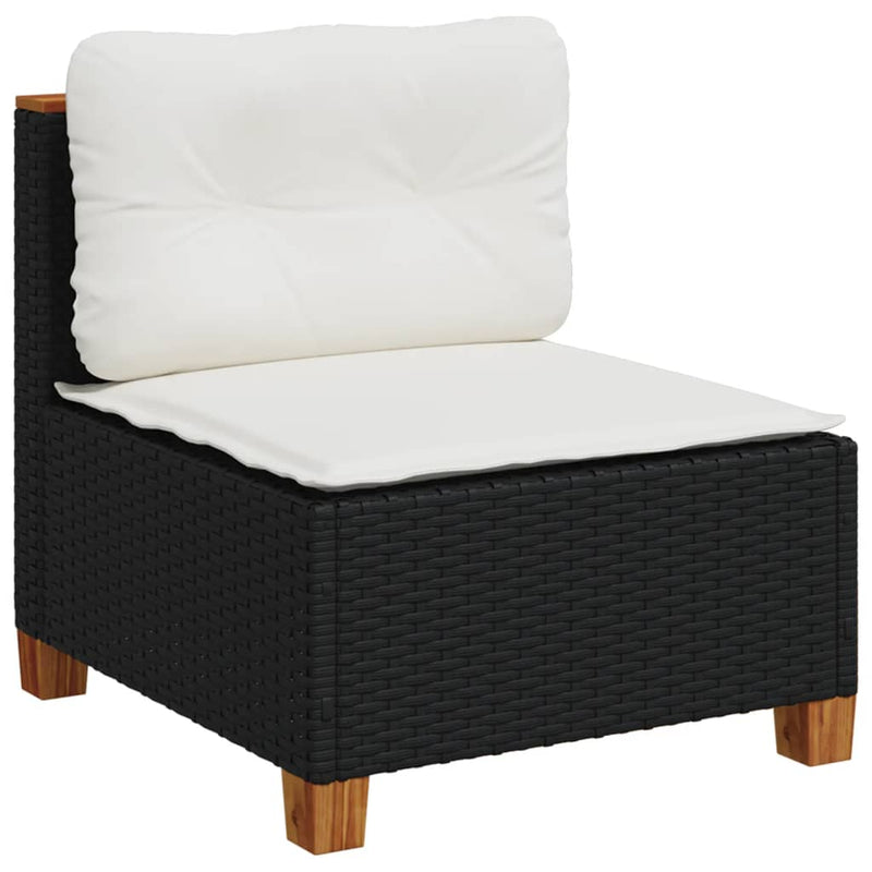 vidaXL 7 Piece Garden Sofa Set with Cushions Black Poly Rattan
