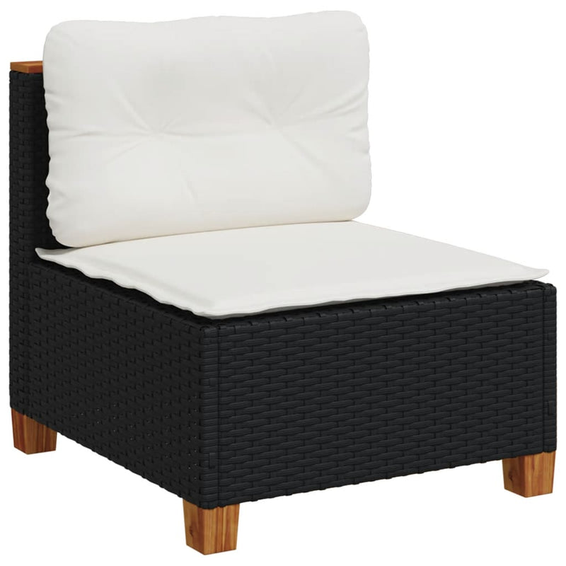 vidaXL 7 Piece Garden Sofa Set with Cushions Black Poly Rattan
