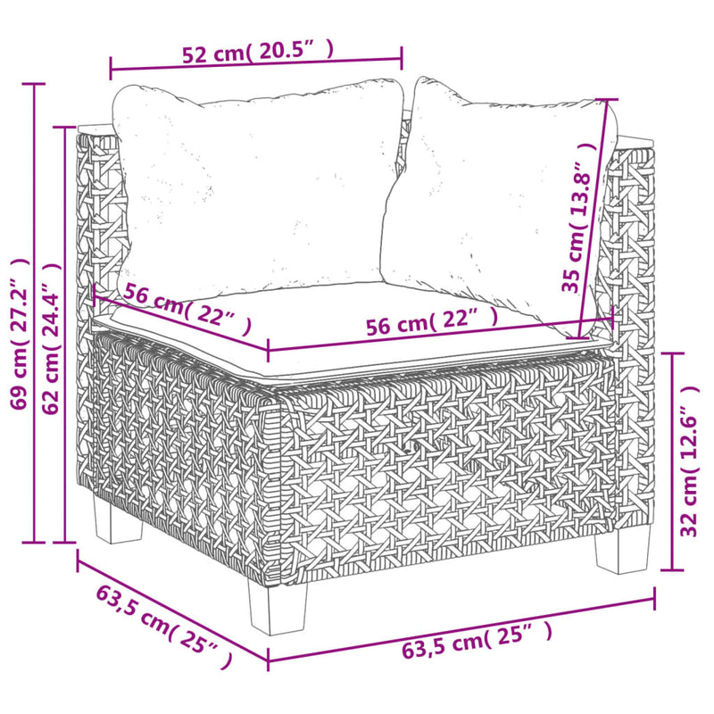 vidaXL 7 Piece Garden Sofa Set with Cushions Black Poly Rattan