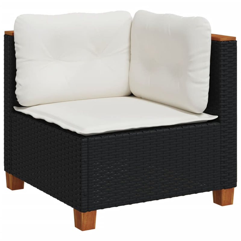 vidaXL 7 Piece Garden Sofa Set with Cushions Black Poly Rattan