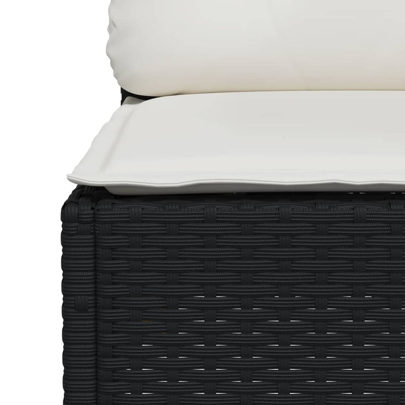 vidaXL 7 Piece Garden Sofa Set with Cushions Black Poly Rattan