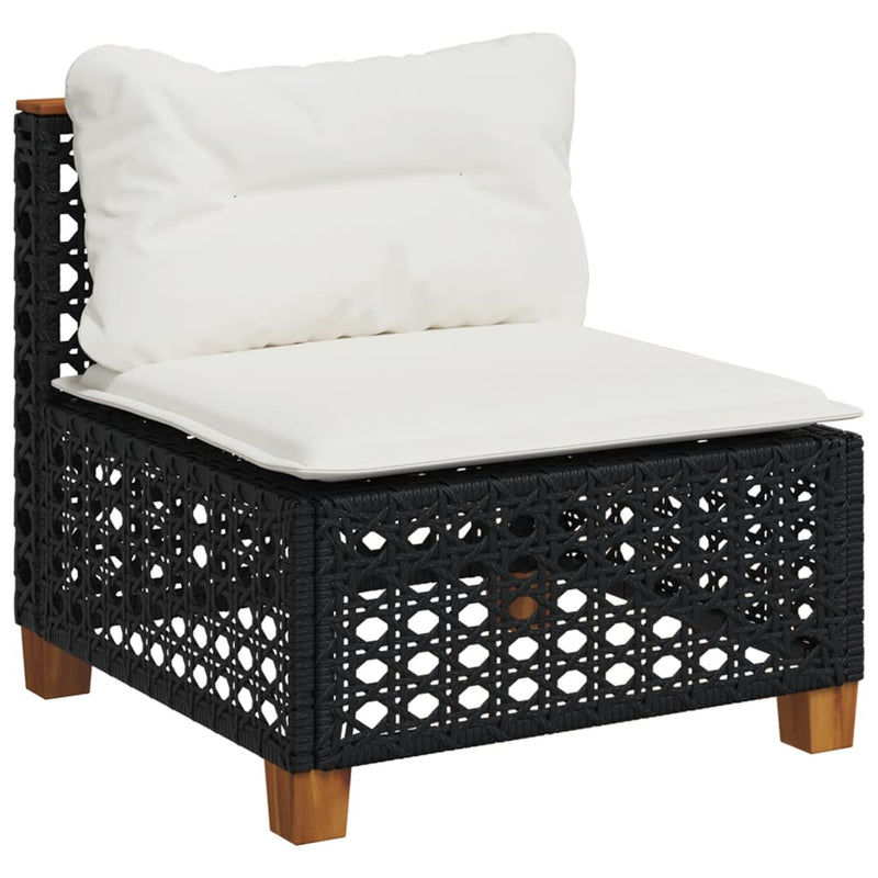 vidaXL 7 Piece Garden Sofa Set with Cushions Black Poly Rattan