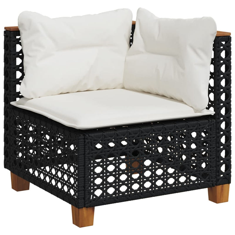 vidaXL 9 Piece Garden Sofa Set with Cushions Black Poly Rattan