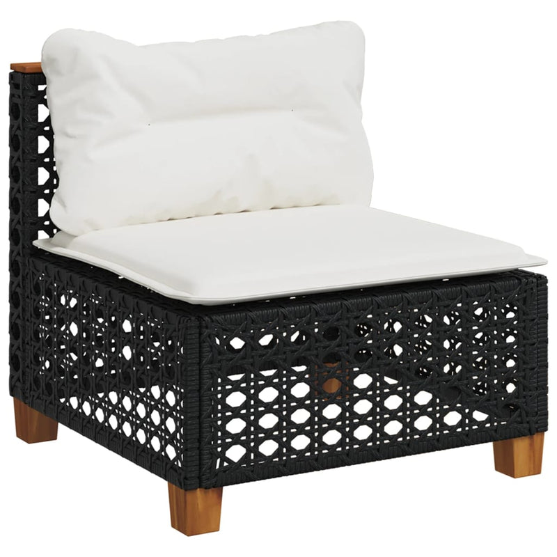 vidaXL 9 Piece Garden Sofa Set with Cushions Black Poly Rattan
